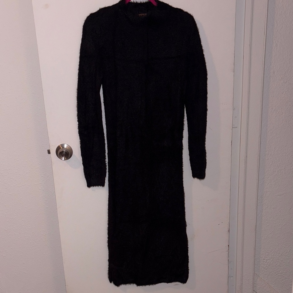 Forever 21 Fuzzy Black Long Sleeve Dress